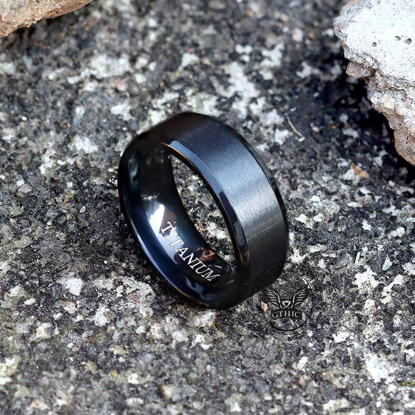 8mm Black Brushed Titanium Band Ring