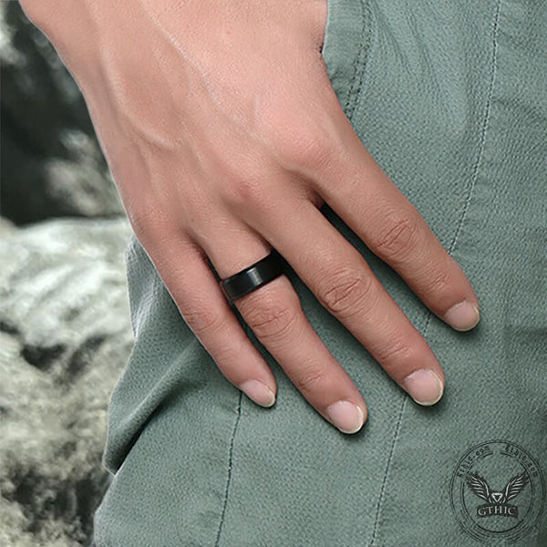 8mm Black Brushed Titanium Band Ring