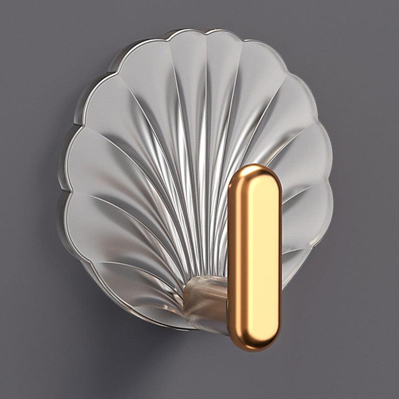 8pcs Self Adhesive Hook Decorative Hanger On Door Wall Adhesive Key Hanger Bathroom Towels Rack Cabinet Organizer Clothes Hanger Sea Shell Deluxe Shower Hooks Shaped Fun Design