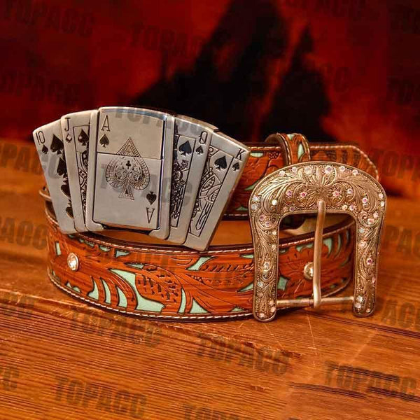 Poker Illuminated Buckle - Turquoise Belt - Gifts for You 'n Me