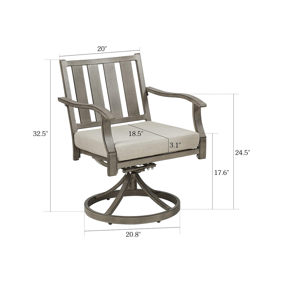 PEAKHOME Azur Patio Swivel Dining Chair with Sunbrella® Cushions Set of 2