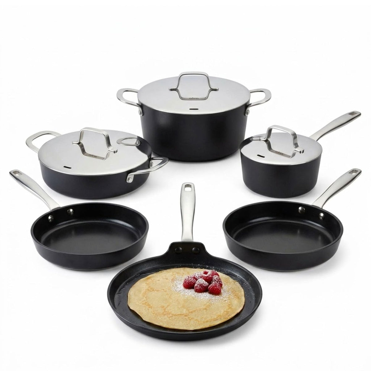 Ceramic Nonstick Cookware Set with Pancake Pan, 9-Piece