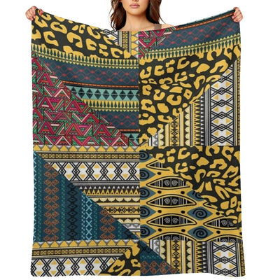 Black Ethnic Pattern Lightweight Throw Blanket
