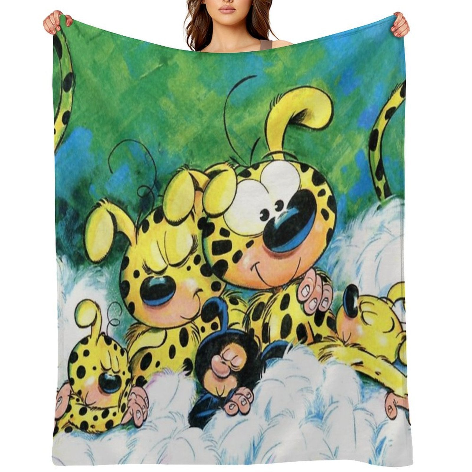 Marsupilami with Family Sleeping Easy Care Throw Blanket
