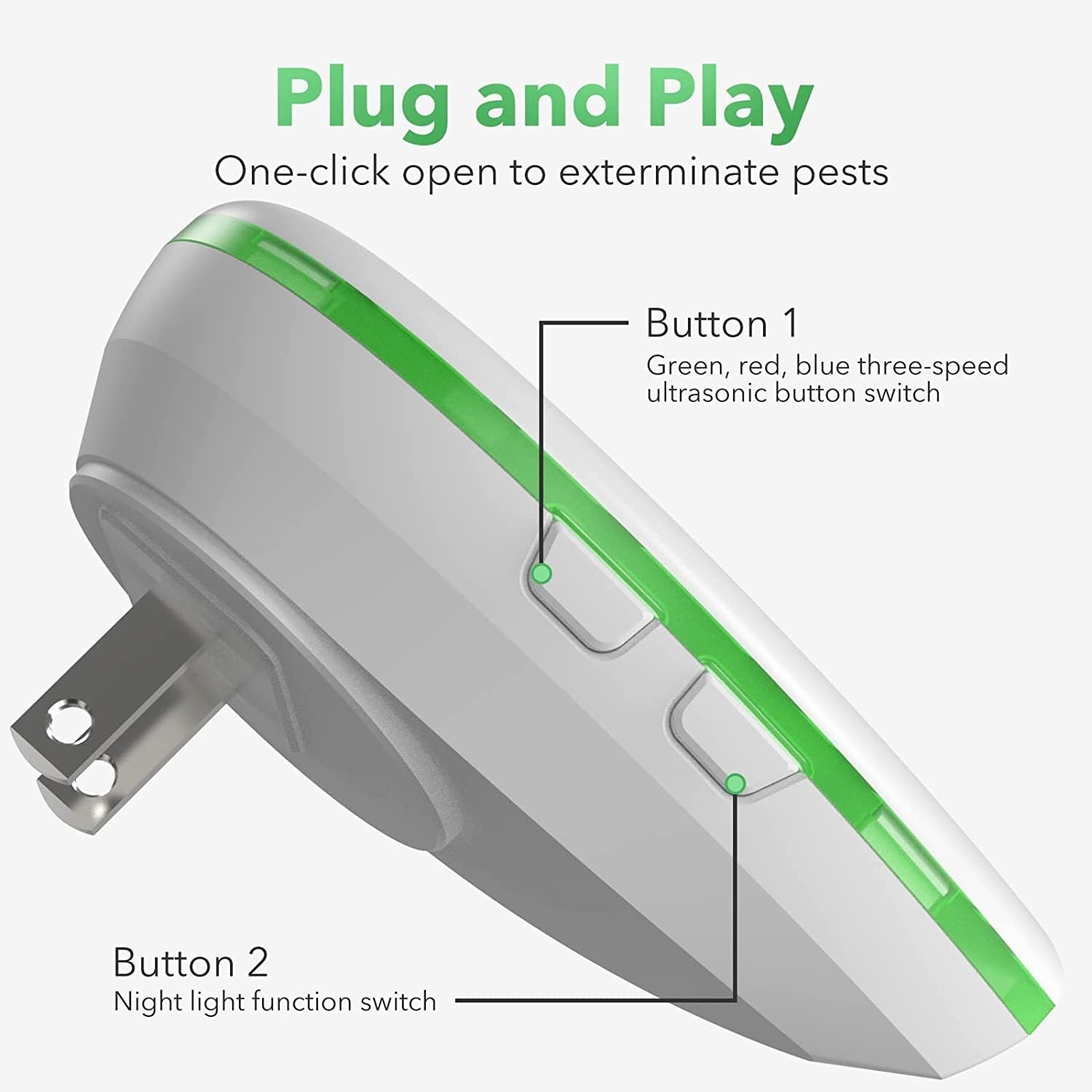 Ultrasonic mosquito repellent Indoor plug-in multi-functional insect repellent LED night light mouse repellent