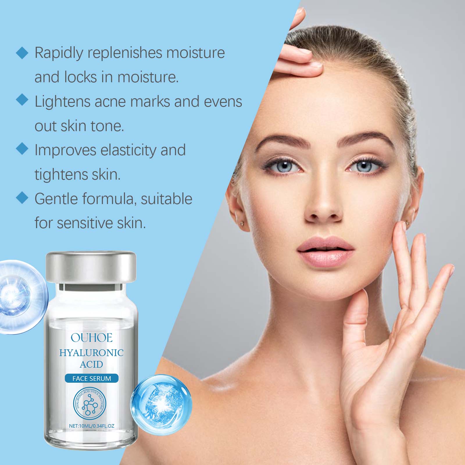 Hyaluronic Acid Face Serum, Facial Gentle Nourishing And Moisturizing Improve Skin Texture