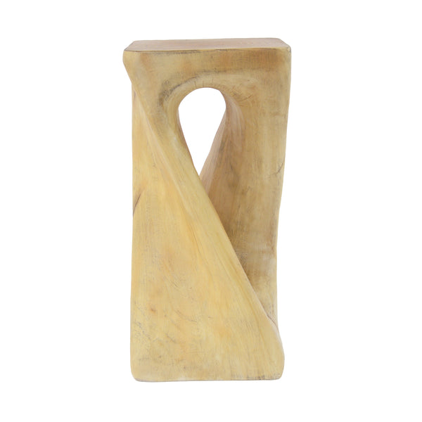 Twist Shape End Table in Wood Like Texture and Natural Color