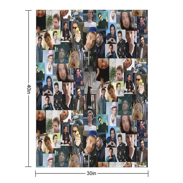 Sebastian Stan Collage Compact Throw Blanket