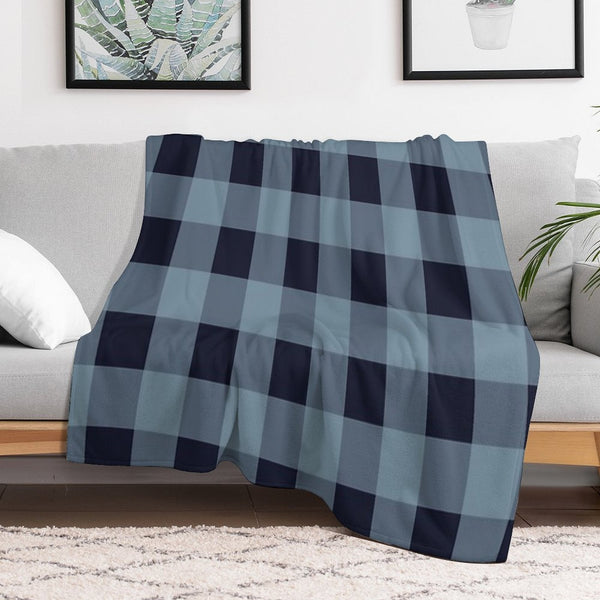 Turquoise And Navy Buffalo Plaid Premium Throw Blanket