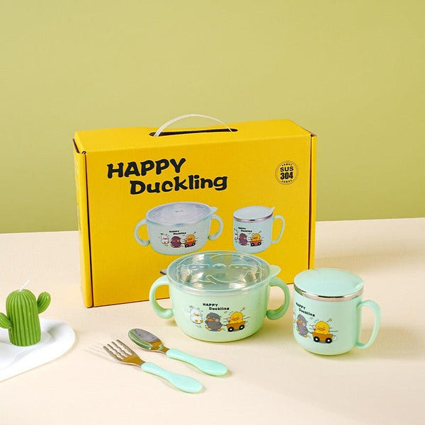304 stainless steel children's tableware set cute baby food bowl stainless steel tableware children's water cup