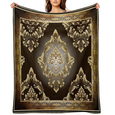 Vintage Style Floral Rustic Greek Key Comfort Throw Blanket