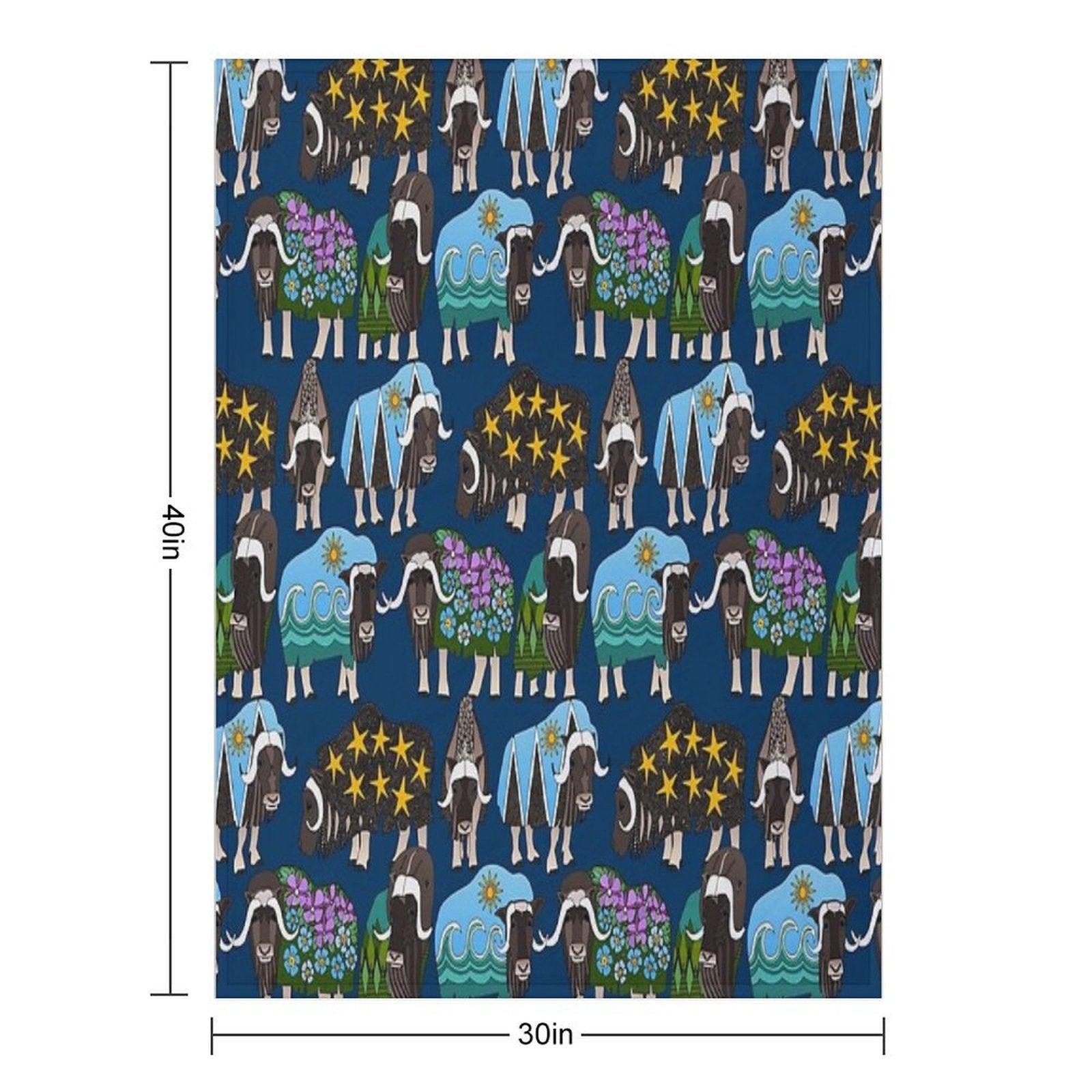 Alaskan Musk Ox Blue Throw Blanket
