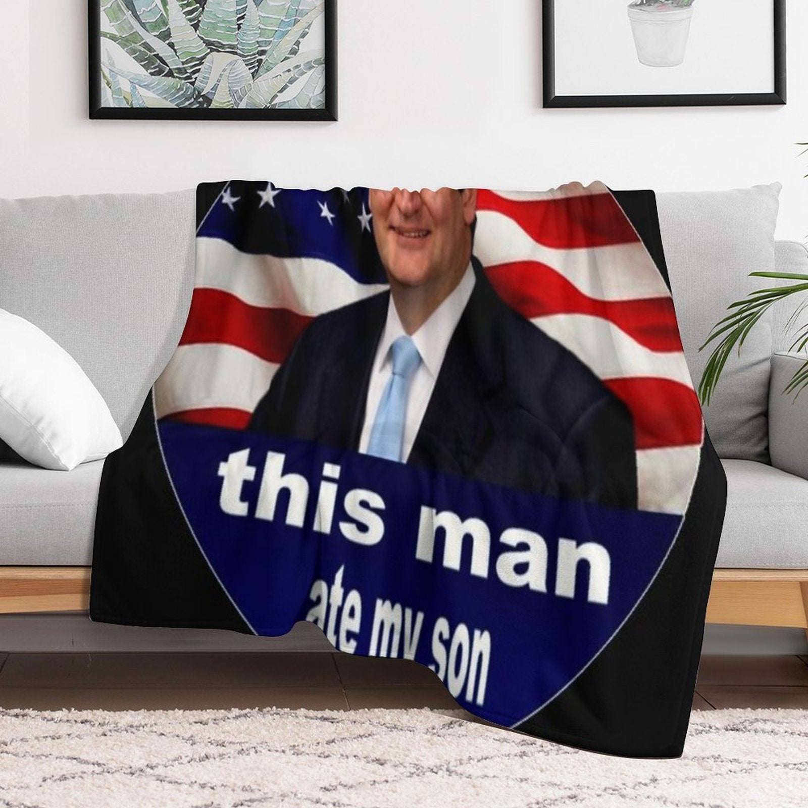 This Man Ate My Son Sustainable Throw Blanket
