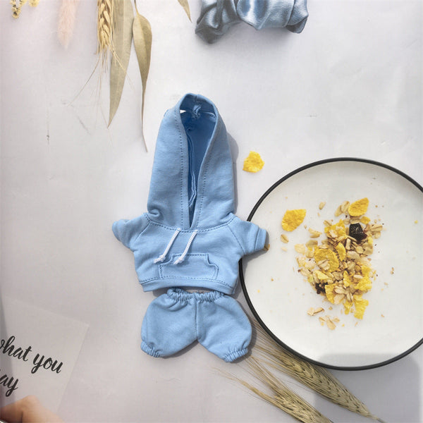 17cm Vinyl Macaron Plush Keychain Pulling Cloth Pendant Labubu Doll for Hoodie Pants Set