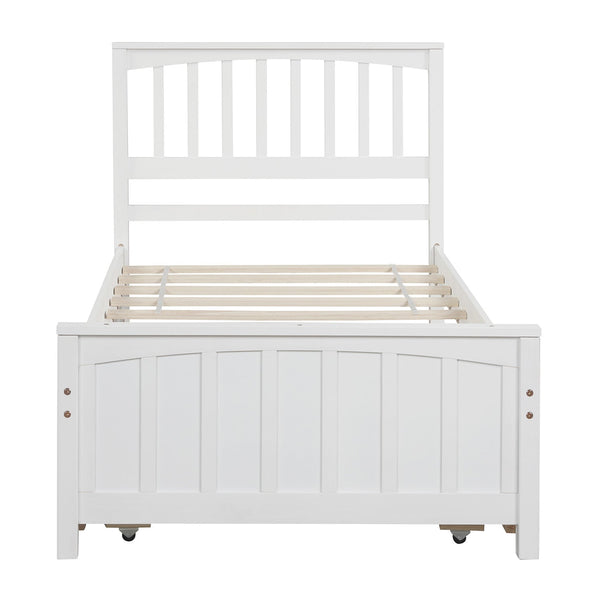 Twin size Platform Bed with Trundle White V.I.P Digital Presence