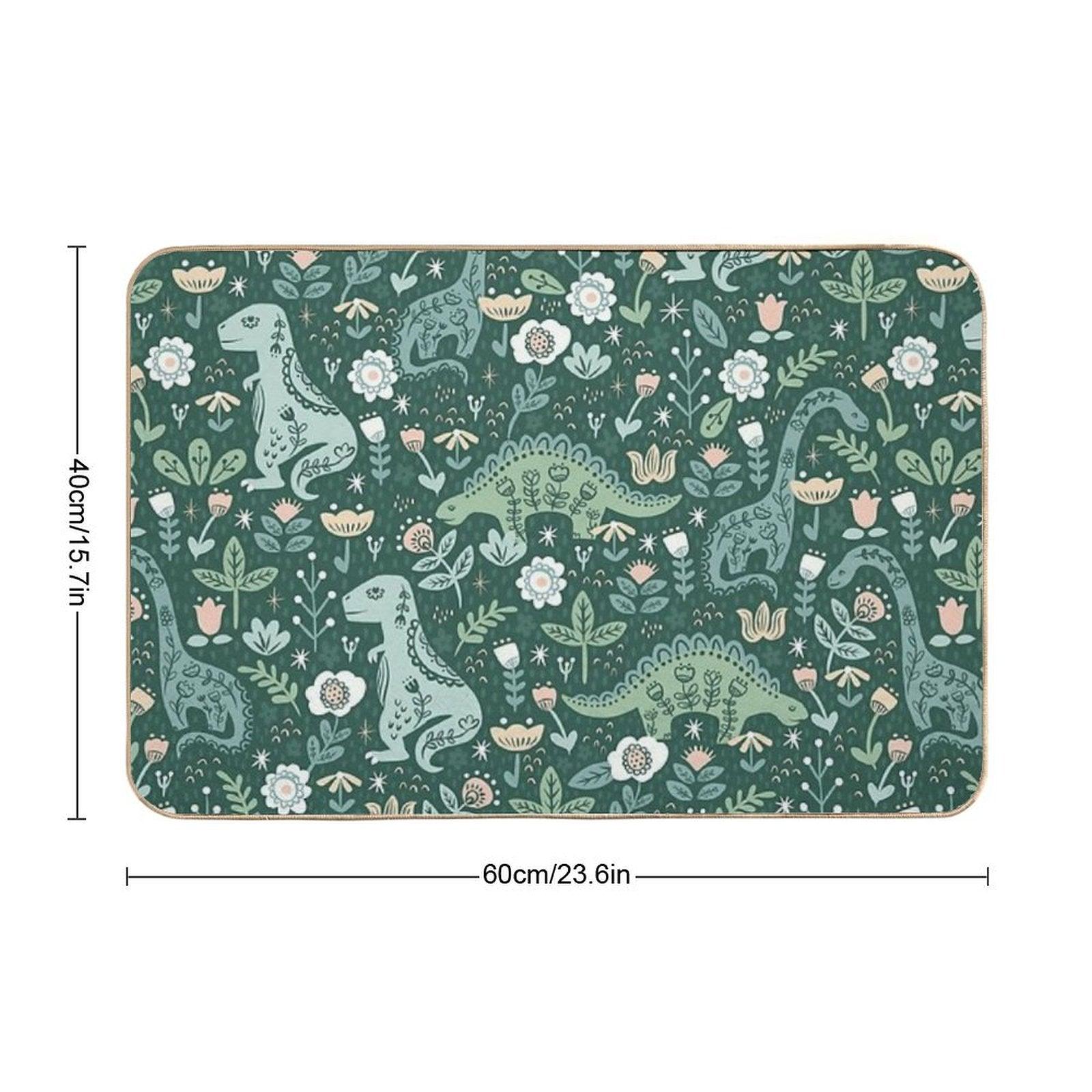 Folk Floral Dinosaur Bath Mat