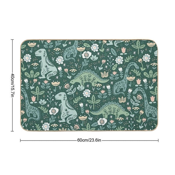 Folk Floral Dinosaur Bath Mat