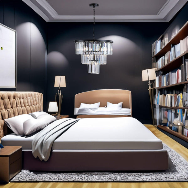 Black Luxury Crystal Chandelier Modern Chandeliers Lights Fixture Hanging Pendant Light Fixture for Dining Room Bedroom