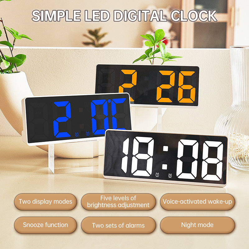 Multifunctional LED Digital Clock: Features number display, color nightlight, temp, calendar, alarm. Large size, backlit, great