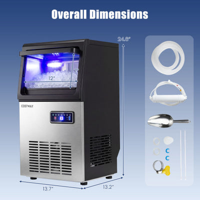 90 LBS/24H Commercial Nugget Ice Maker with Self-Cleaning