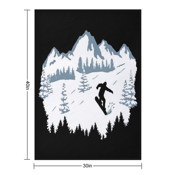 Snowboard, Snowboarder And Mountains, Snowboarding Machine-washable Throw Blanket