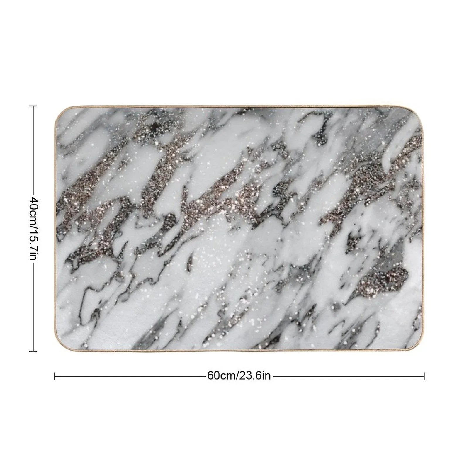 Classic White Marble Silver Glam #1 (Photo of Glitter Only - Not Reflective) Bath Mat