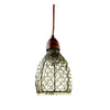 SHORT ROUND SHAPED CHICKEN WIRE AND GLASS PENDANT