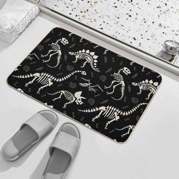 Dinosaur Fossils in Black Bath Mat