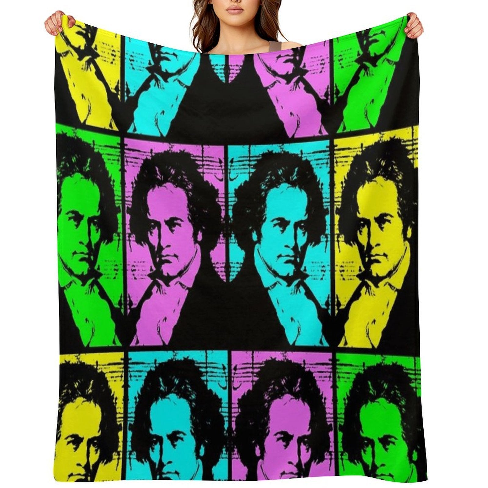 Pop Art Beethoven Velvety-soft Throw Blanket