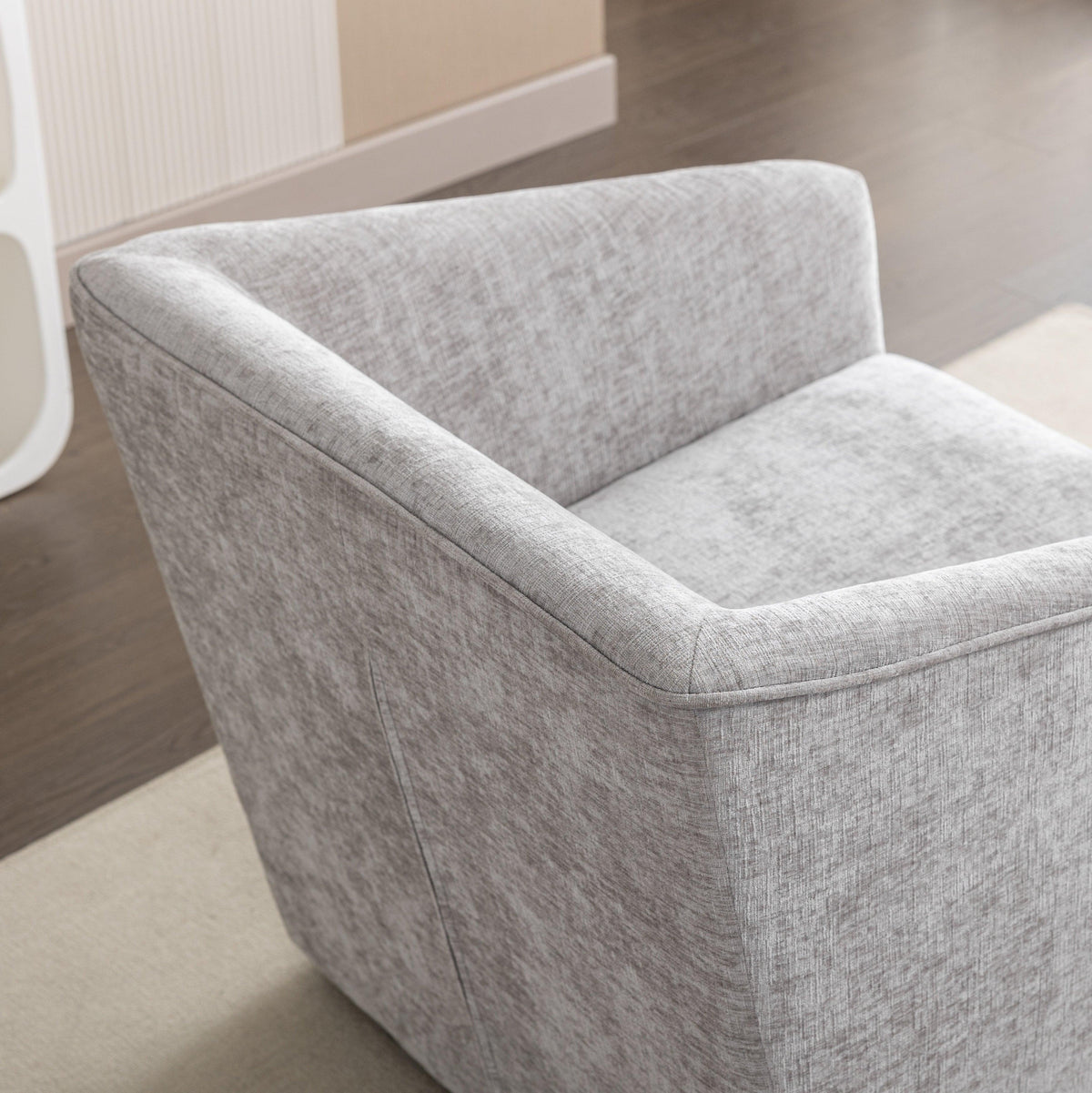Nice Modern Upholstered Barrel Armchair, 360° Swivel