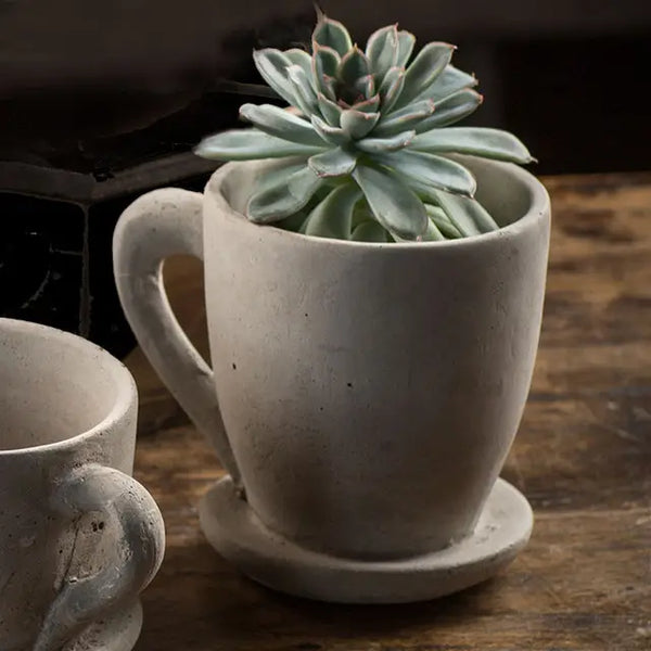 Cement Tea Mug Planter