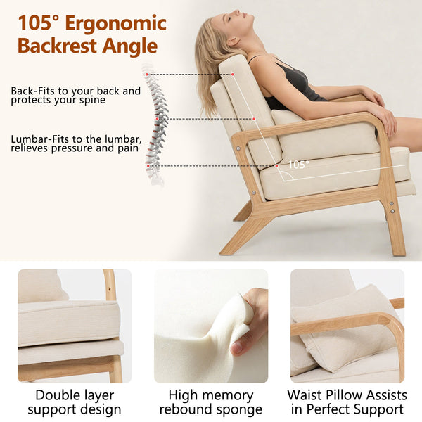 Beige Mid‑Century Accent Chair