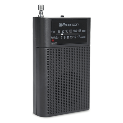 Emerson Portable AMFM Radio with Built-In Speaker and Easy Removable Belt Clip