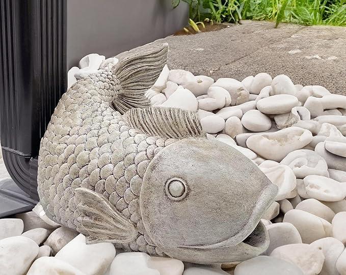 Real Fish Sculpture Gutter Diverter Rain,Eco-Friendly Resin Gutter Extender Diverter,Deco Gutter Extension Downspout, Splash Block, Perfect Rain Gutter Downspout Extension for 3