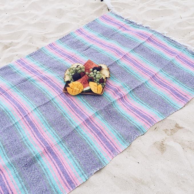 Del Mex Classic Mexican Blanket, Large Authentic Woven Falsa Throw (70