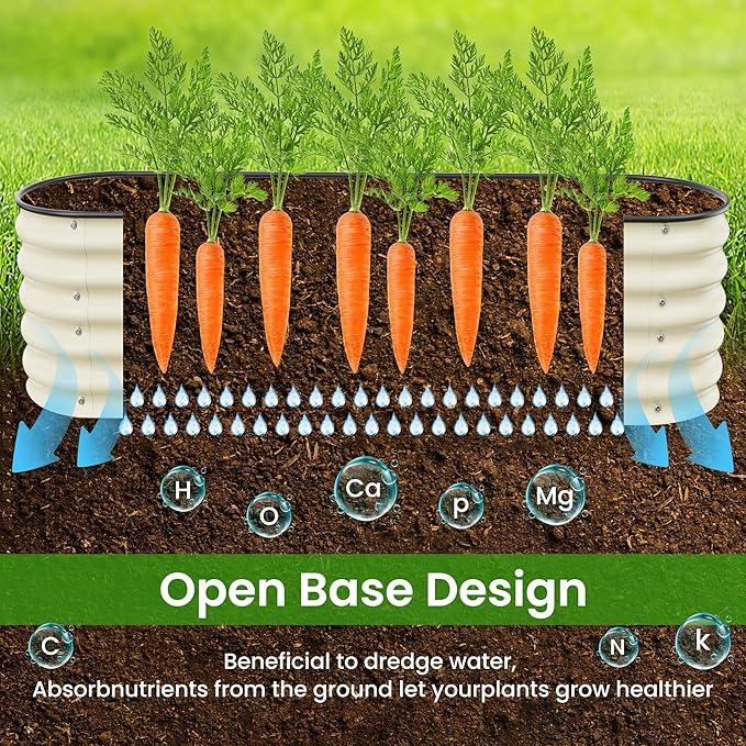 8 X 2 X 1.4Ft Raised Garden Beds Kits, Galvanized Raised Garden Beds Outdoor Planter Box for Vegetables, Gardening, Flowers, Fruits etc(Ivory)