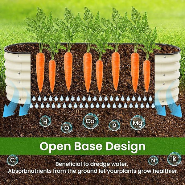 8 X 2 X 1.4Ft Raised Garden Beds Kits, Galvanized Raised Garden Beds Outdoor Planter Box for Vegetables, Gardening, Flowers, Fruits etc(Ivory)
