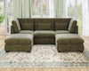 Oversized Modular Sofa, Extra Deep Cloud Chenille Sectional Couch with Ottoman Chaise, Fluffy Chenille 5 Seater Sofa Bed for Living Room, Villa (U Shape 5 Seater, Chenille Green)