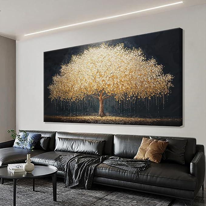 Wall Art Gold Tree Of Life Modern Wall Art Artwork Canvas Art Wall Decor Painting Gold Tree Pictures Abstract Wall Decor For Living Room Bedroom Dining Room Home Office Artwork Ready To Hang 24