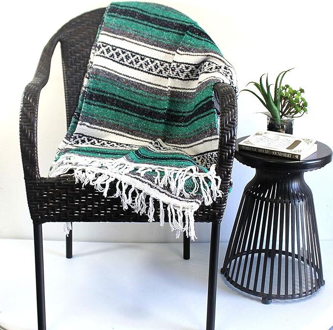 Del Mex Classic Mexican Blanket, Large Authentic Woven Falsa Throw (70