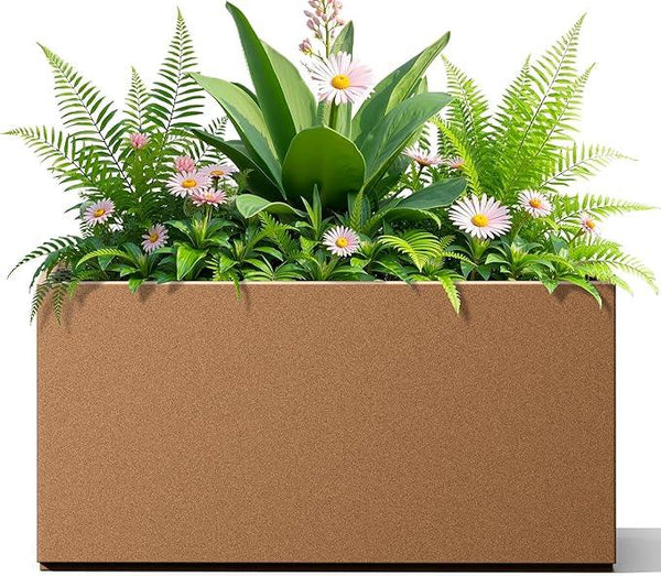 FENCY Metal Rectangular Planter Box, Large Planters for Outdoor Plants, Tall Planters for Outdoor Plants with Drainage Holes (32