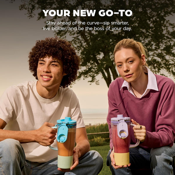 Ninja BlendBOSS | Personal Smoothie Blender & Tumbler | 26oz Travel Tumbler w/Leakproof Lid & Integrated Chug Spout | AutoIQ Technololgy | 1200 Peak Watt | Watermelon Bubblegum | DB301GNBRN | (NEW)