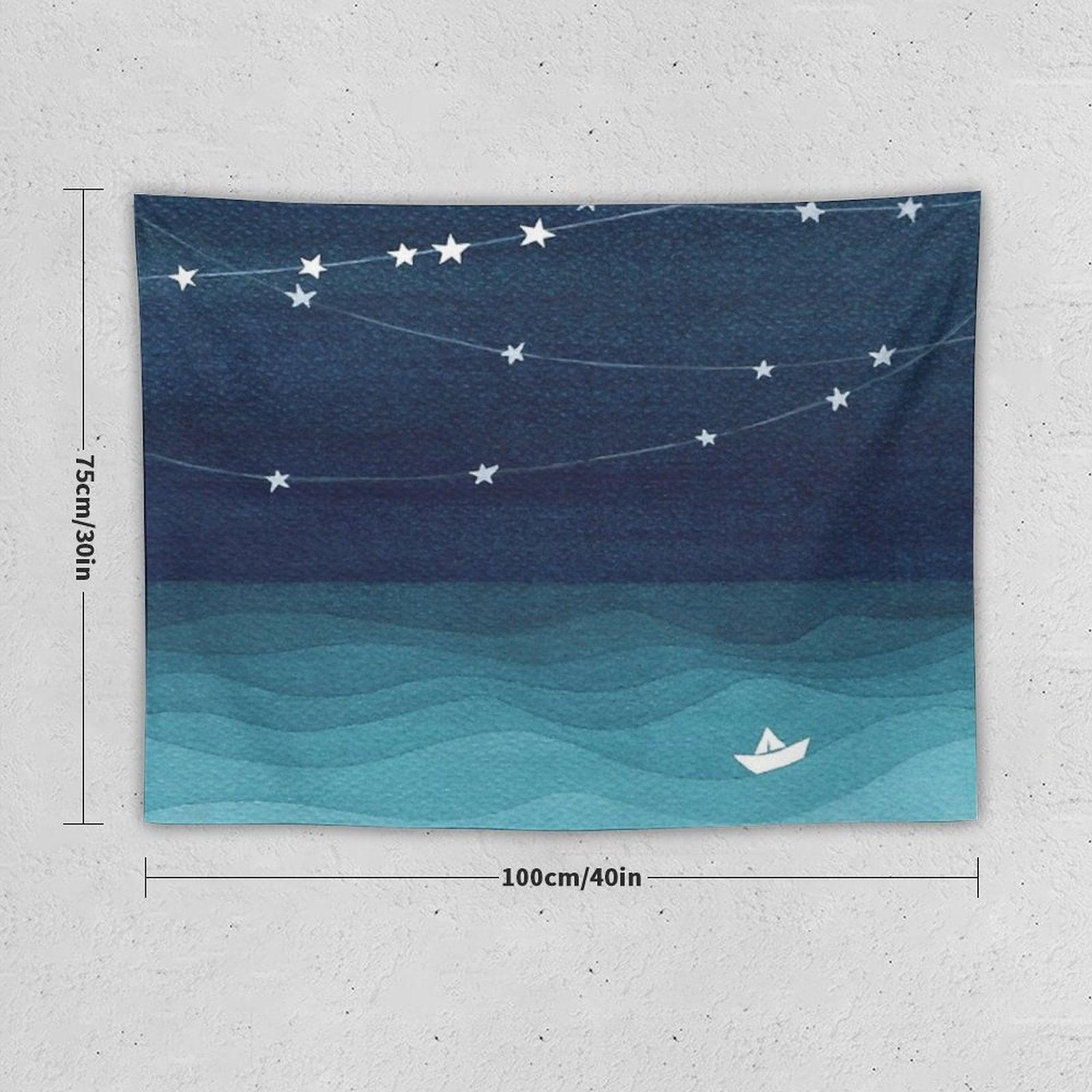 Garland of Stars, Teal Ocean Tapestry
