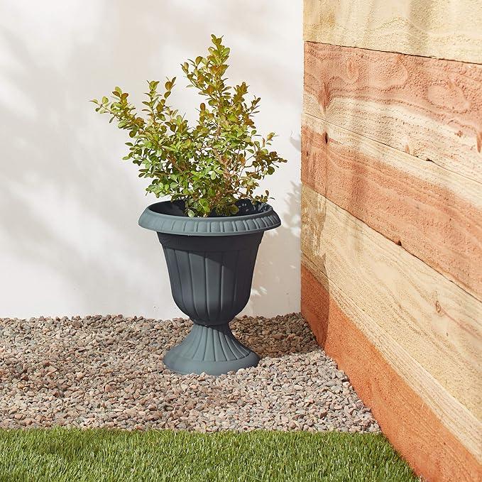 PL20GY Classic Traditional Plastic Urn Planter Indoor/Outdoor, 10
