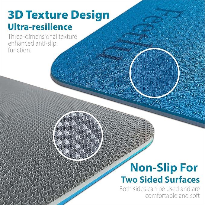 Extra Thick Exercise Yoga Mat with Strap - 2/5 Inch (10MM), Non-Slip Workout Mat for Yoga, Pilates, and Floor Exercises