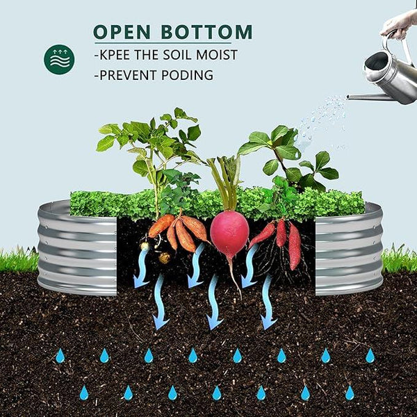 12x2x1.3 Oval Galvanized Raised Garden Bed,Outdoor Planter Box Metal Patio Kit Planting Bed for Vegetables Flowers and Succulents