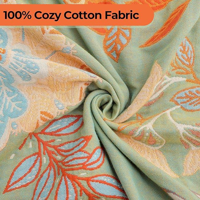 Boho Fall Throw Blanket for Bed，100% Ultra Cotton Soft Breathable Bed Throw Floral Printed Farmhouse Decor Rustic Bed Throws for Couch Sofa Quilt 60