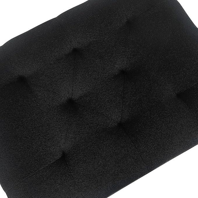 Joveco Storage Ottoman Bench, Rectangle 24″ Linen Foot Rest Stool Square Footstool for Living Room, Bedroom, Black