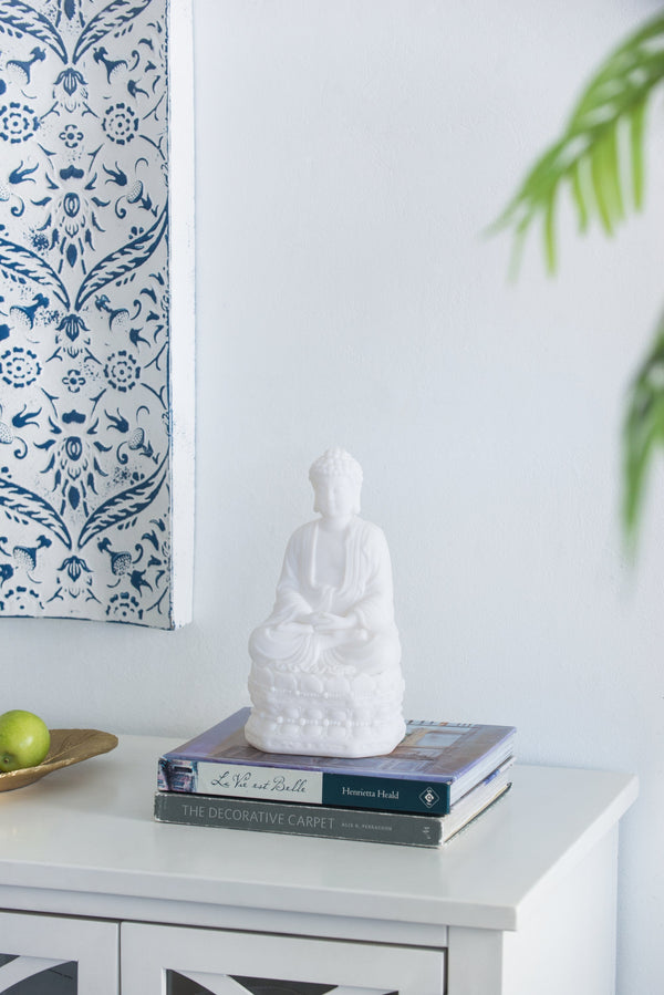 5.5x4.7x11.8' White Sitting Buddha Figure