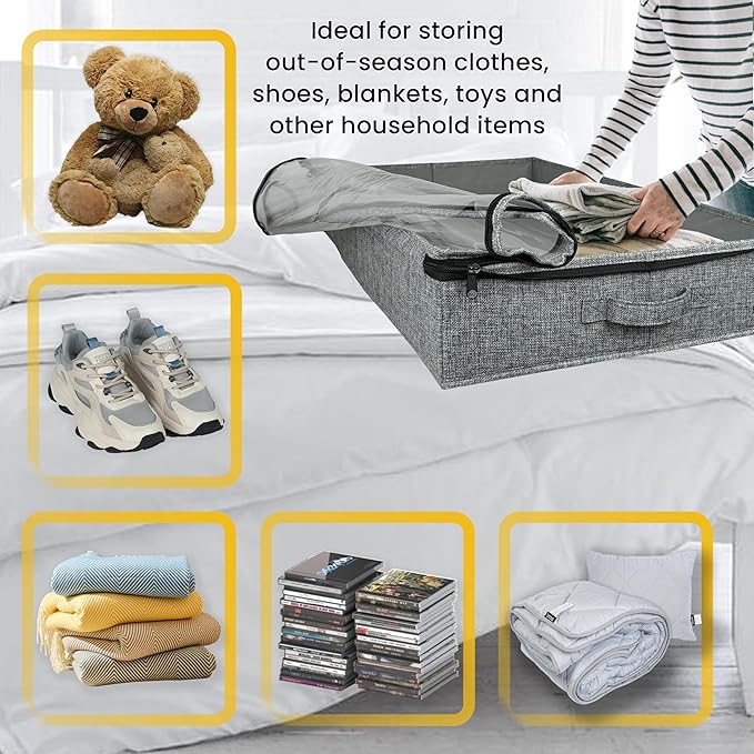Gray Low Profile Under Bed Storage Containers 5 inches high, 33.8